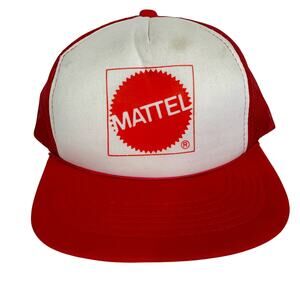 Vintage Mattel Logo 80s K Studio Pocket Cap Mesh Red Trucker Snapback Hat